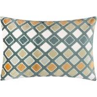 Furn Metro Diamond Velvet Rectangular Cushion in Green | Size: 40 cm x 60 cm
