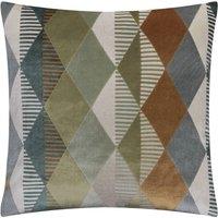 Furn Metro Harlequin Velvet Square Cushion in Green | Size: 50 cm x 35 cm