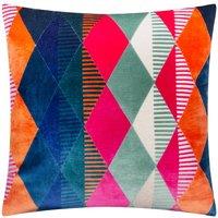 Furn Metro Harlequin Velvet Square Cushion | Size: 50 cm x 35 cm