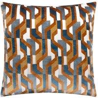 Furn Metro Prism Velvet Square Cushion in Orange | Size: 45 cm x 45 cm