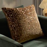 HOEM Soren Cut Velvet Abstract Cushion in Brown | Size: 45 cm x 45 cm