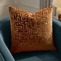 HOEM Soren Cut Velvet Abstract Cushion in Copper | Size: 45 cm x 45 cm