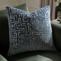 HOEM Soren Cut Velvet Abstract Cushion in Blue | Size: 45 cm x 45 cm