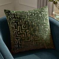 HOEM Soren Cut Velvet Abstract Cushion in Green | Size: 45 cm x 45 cm