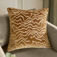 Paoletti Tierra Cut Velvet Abstract Cushion in Dark Brown | Size: 50 cm x 50 cm