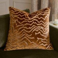 Paoletti Tierra Cut Velvet Abstract Cushion in Bronze | Size: 50 cm x 50 cm