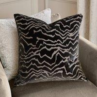 Paoletti Tierra Cut Velvet Abstract Cushion in Jet Black | Size: 50 cm x 50 cm