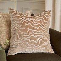 Paoletti Tierra Cut Velvet Abstract Cushion in Taupe | Size: 50 cm x 50 cm