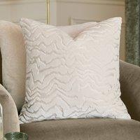 Paoletti Tierra Cut Velvet Abstract Cushion in White | Size: 50 cm x 50 cm