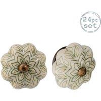 Nicola Spring Floral Ceramic Cabinet Knobs - Pack of 24 in Olive | Size: 1000mm x 500mm