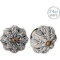 Nicola Spring Floral Ceramic Cabinet Knobs - Pack of 24 in Black | Size: 1000mm x 500mm
