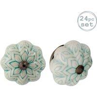 Nicola Spring Floral Ceramic Cabinet Knobs - Pack of 24 in Mint | Size: 1000mm x 500mm
