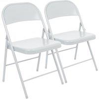 Harbour Housewares Metal Folding Chair - Pack of 2 in White