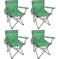 Harbour Housewares Folding Canvas Camping Chairs - Matt Black - Pack of 4 in Green