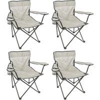 Harbour Housewares Folding Canvas Camping Chairs - Matt Black - Pack of 4 in Beige