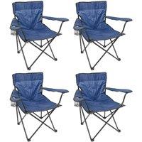 Harbour Housewares Folding Canvas Camping Chairs - Matt Black - Pack of 4 in Navy