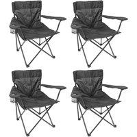 Harbour Housewares Folding Canvas Camping Chairs - Matt Black - Pack of 4