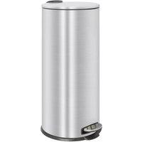 Harbour Housewares Stainless Steel 30L Kitchen Pedal Bin Round Metal Slim Tall Waste Bin in Metallic Silver