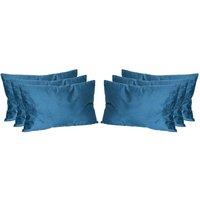 Nicola Spring Rectangle Velvet Cushions - 60cm x 40cm - Pack of 6 in Blue | Size: 60 cm x 40 cm