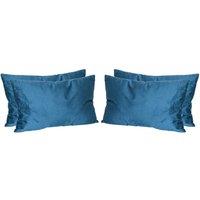 Nicola Spring Rectangle Velvet Cushions - 60cm x 40cm - Pack of 4 in Blue | Size: 60 cm x 40 cm