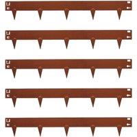 Harbour Housewares 5pc Steel Lawn Edging Set - 5m x 8cm - Outdoor Garden Border Edging in Brown | Size: 5m x 8 cm