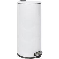 Harbour Housewares Stainless Steel 30L Kitchen Pedal Bin Round Metal Slim Tall Waste Bin in White