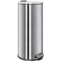 Harbour Housewares Stainless Steel 30L Kitchen Pedal Bin Round Metal Slim Tall Waste Bin in Silver