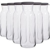 LAV Fonte Optic Glass Carafes - 1.2L - Grey Lid - Pack of 6 in Clear
