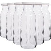 LAV Fonte Optic Glass Carafes - 1.2L - White Lid - Pack of 6 in Clear