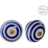 Nicola Spring Round Ceramic Cabinet Knobs Stripe - Pack of 24 in Navy | Size: 1000mm x 500mm