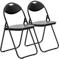 Harbour Housewares Padded Folding Chairs 44cm Pack of 2 in Black