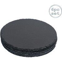 Argon Tableware Round Slate Serving Platters 30cm Pack of 6 in Grey