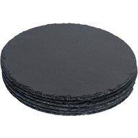 Argon Tableware Round Slate Placemats - 30cm - 6x Large Natural Black Stone Dining Table Dinner Serving Board Platter Place Mats Sets