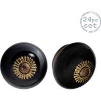 Nicola Spring Round Ceramic Cabinet Knobs - Pack of 24 in Black | Size: 1000mm x 500mm