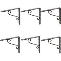 Hammer and Tongs Notched Scroll Iron Shelf Bracket - D205mm - Pack of 6 in Black | Size: 1000mm x 1000mm