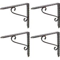 Hammer and Tongs Notched Scroll Iron Shelf Bracket - D205mm - Pack of 4 in Black | Size: 1000mm x 1000mm