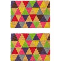 Nicola Spring Coir Door Mats - 90 x 60cm - Triangles - Set of 2 | Size: 60 cm x 90 cm