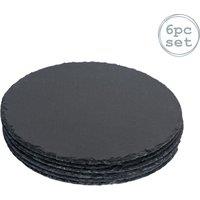Argon Tableware Round Slate Dinner Plates 33cm Pack of 6 in Grey