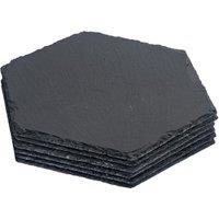 Argon Tableware Hexagonal Slate Placemats - Set of 6 Stone Serving Dining Table Mats in Black