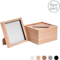 Nicola Spring 3D Box Photo Frames - 8 x 8 - Pack of 5 in Light Brown