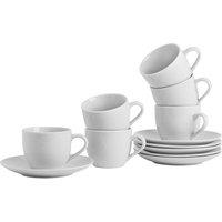 Argon Tableware Classic White Porcelain Teacup & Saucer Set - 200ml - 24 Piece