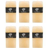 Nicola Spring Square Vanilla Pillar Candles - 90 Hours - Cream - Pack of 6 in Beige