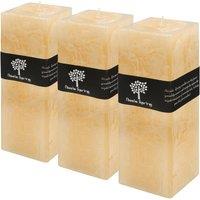 Nicola Spring Square Vanilla Pillar Candles - 110 Hours - Cream - Pack of 3 in Beige