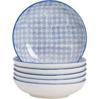 Nicola Spring Hand-Printed Pasta Bowls - 22cm - Pack of 6 in Navy