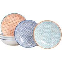 Nicola Spring Hand-Printed Pasta Bowls - 22cm - Pack of 6