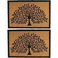 Nicola Spring Coir Door Mats - 90 x 60cm - Tree of Life - Set of 2 | Size: 60 cm x 90 cm