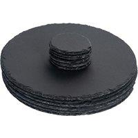 Argon Tableware Round Slate Placemats & Coasters Set 33cm Grey