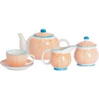 Nicola Spring 15 Piece Hand-Printed Tea Set in Orange