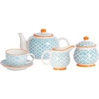 Nicola Spring 15 Piece Hand-Printed Tea Set in Blue