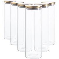 Argon Tableware Glass Storage Jars with Metal Lids - 2 Litre - Pack of 6 in Gold